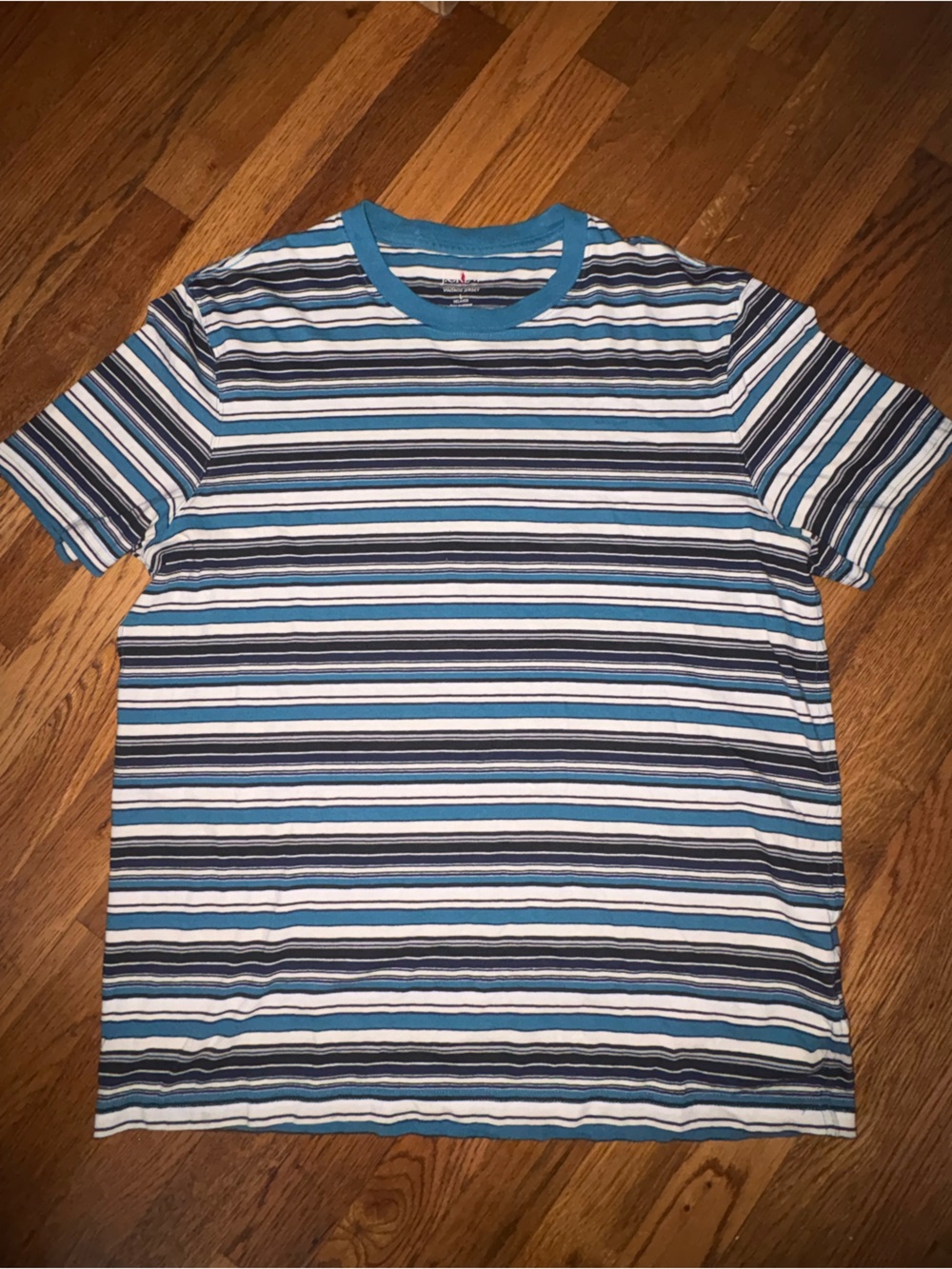 J. Crew Blue and White Striped Men's Tee